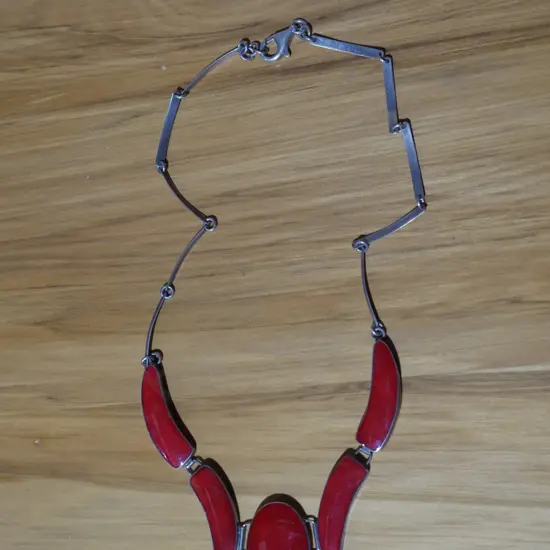 Sterling silver and red stone necklace