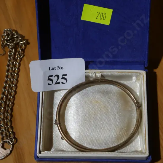 Stirling silver bangle,  9carat lined bracelet