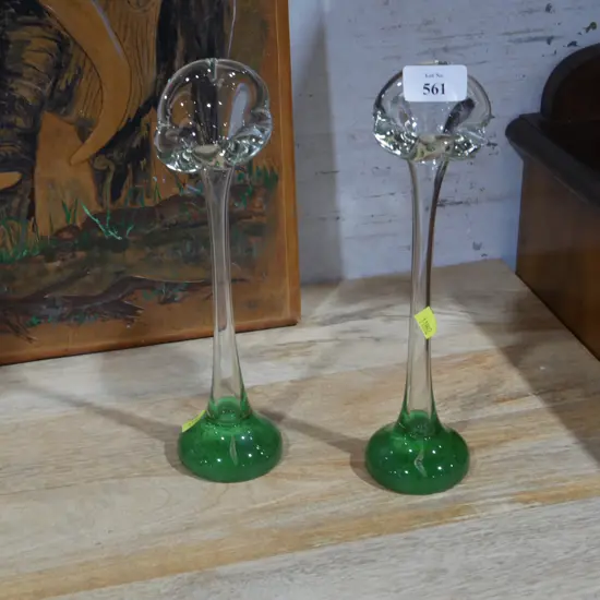 2 art glass vases