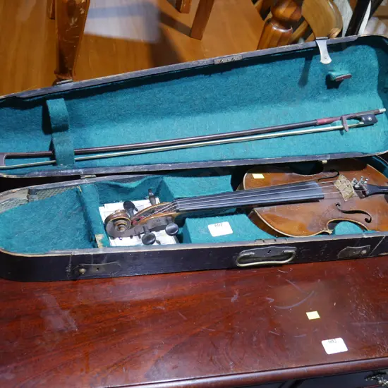 Cased violin