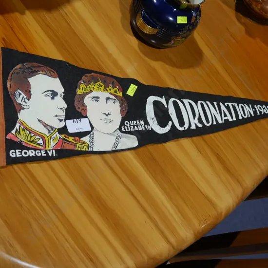 Coronation 1937 commemorative felt pennant