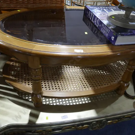 Bergere glass top coffee table
