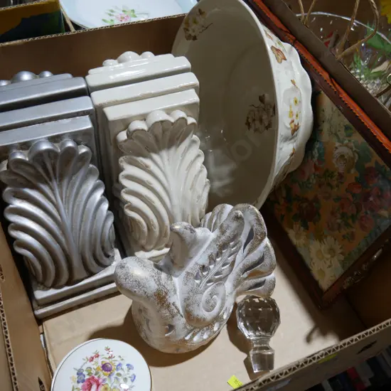 Bookends, bowl etc