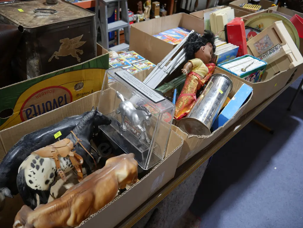 3 boxes toys, books, horses and bulls etc Image 1++