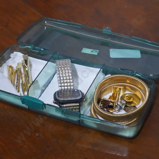 Watch, tie pins etc