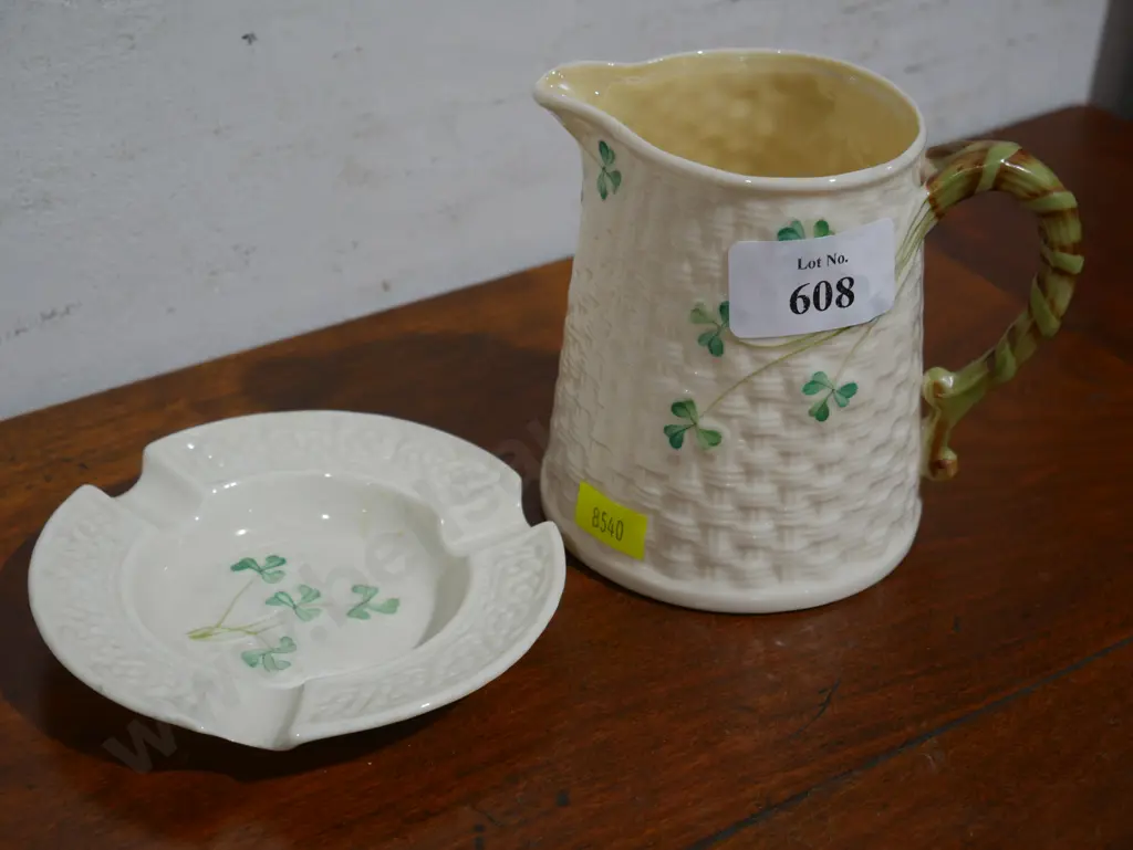 Belleek jug and ashtray Image 1++