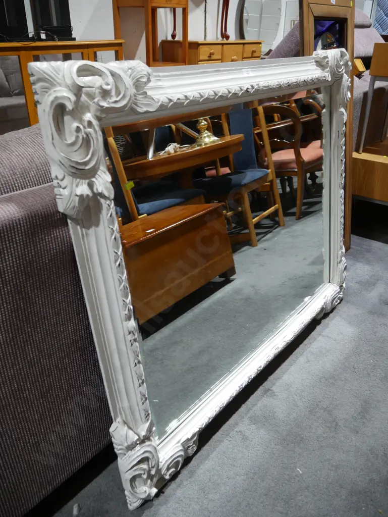 Large bevelled edge carved frame mirror Image 1++