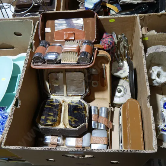 Vintage travel toiletry kits etc