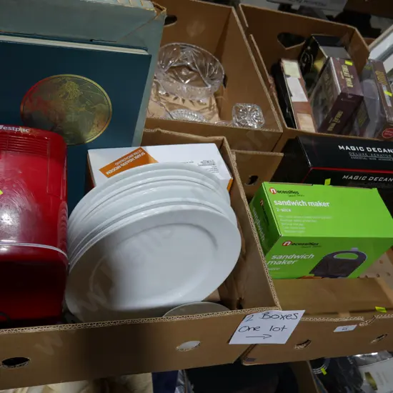 2 boxes mini fridge, sandwich maker etc