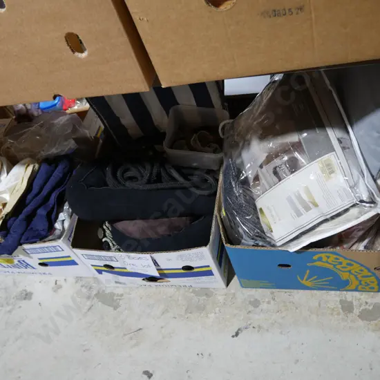 3 boxes of linen, bedding etc