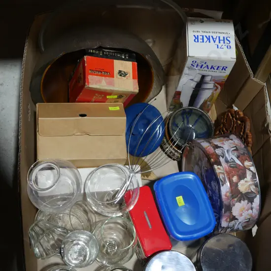 Glassware, cocktail shaker etc