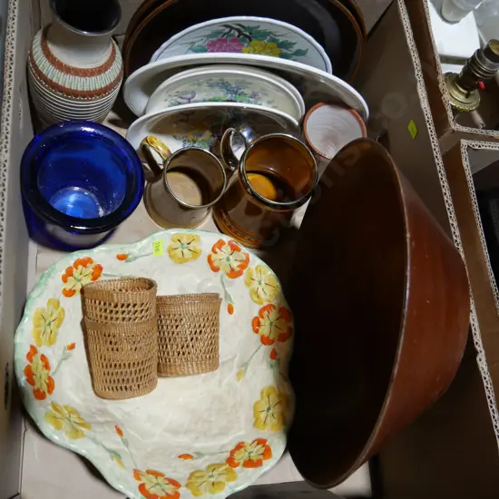 Wooden bowl, china etc