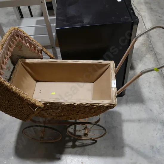 Cane dolls pram