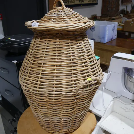 Cane lidded basket