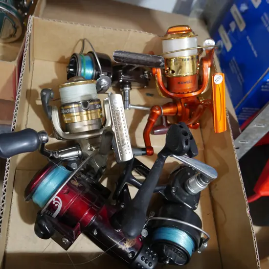 Assorted fishing reels