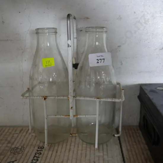 Milk bottles and crate