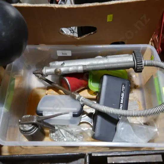 Air tyre inflator, oil pourers etc