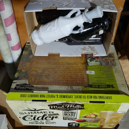 Cider brew kit and bottles