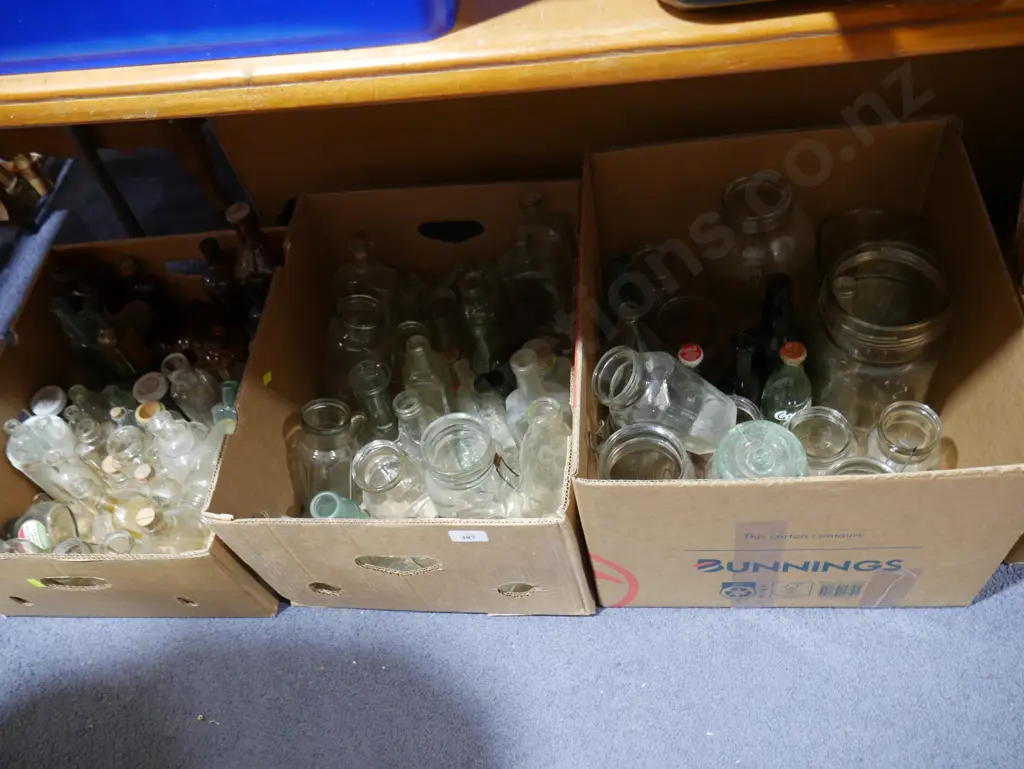 3 boxes of glass bottles Image 1++