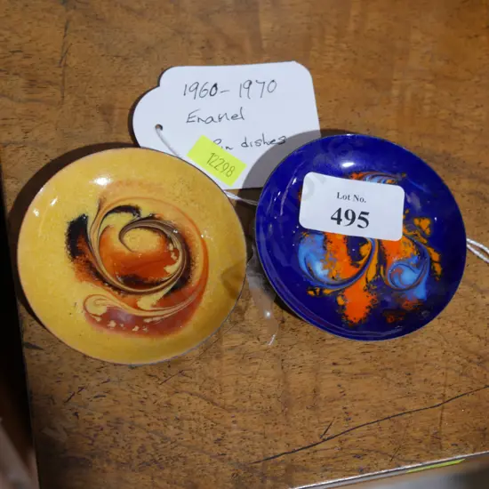 Two enamel dishes