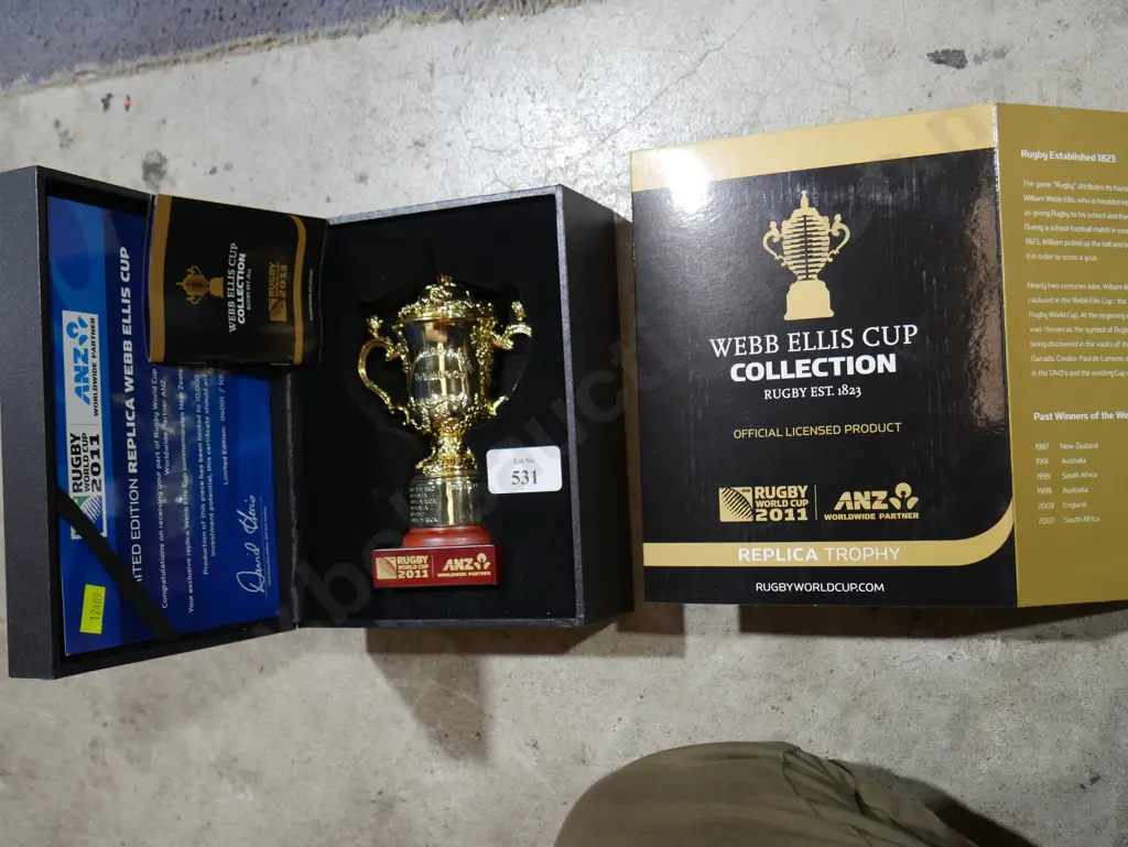 Boxed Webb Ellis trophy cup 2011 Rugby World cup Image 1++