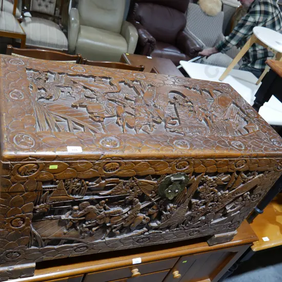 Carved wooden box