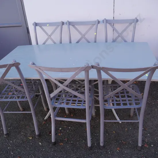 Outdoor dining table and six chairs