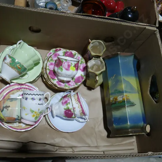 Cups and saucers, vases