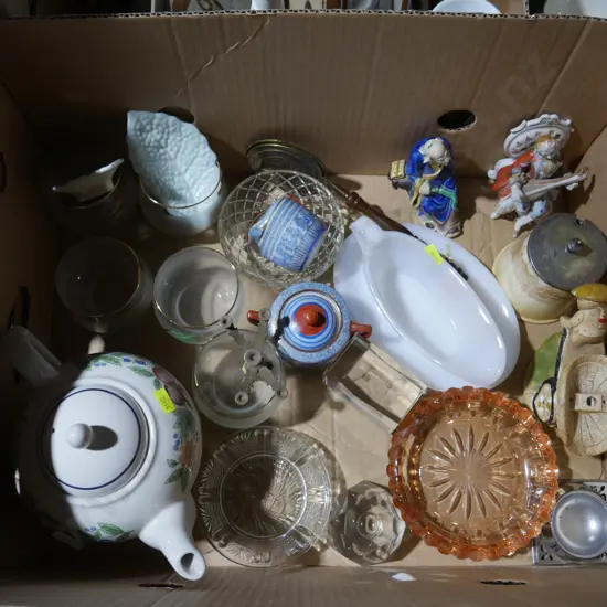 Teapot, glassware etc