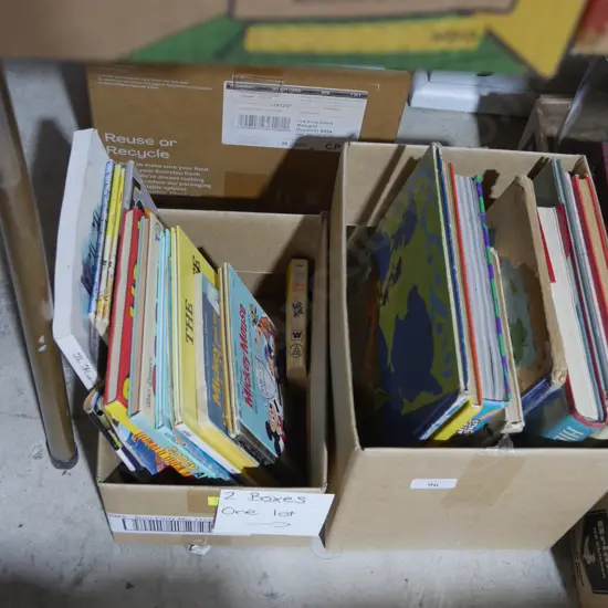 2 boxes of books, comics