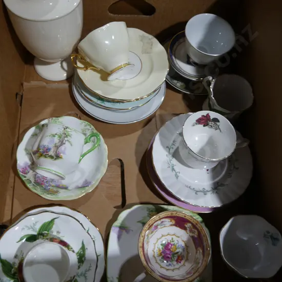 Assorted cups and saucers