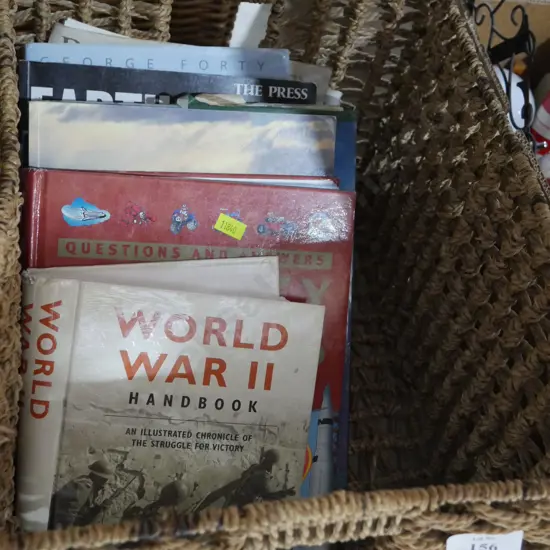 Wicker basket and books