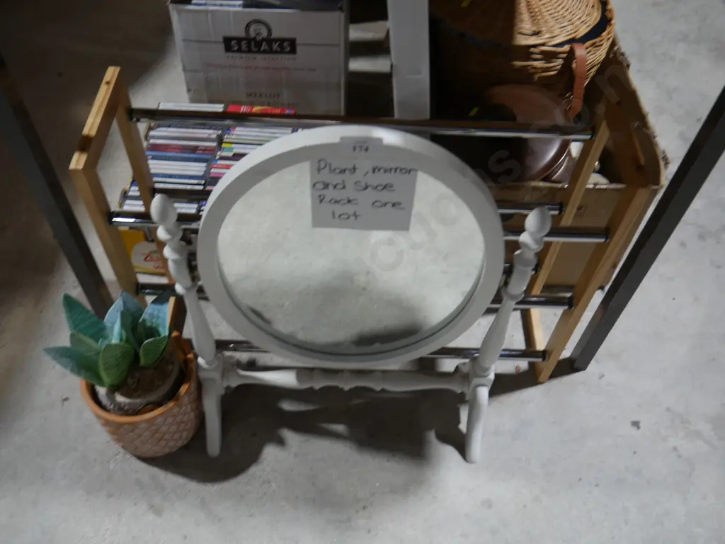Shoe rack, artificial plant, and mirror Image 1++