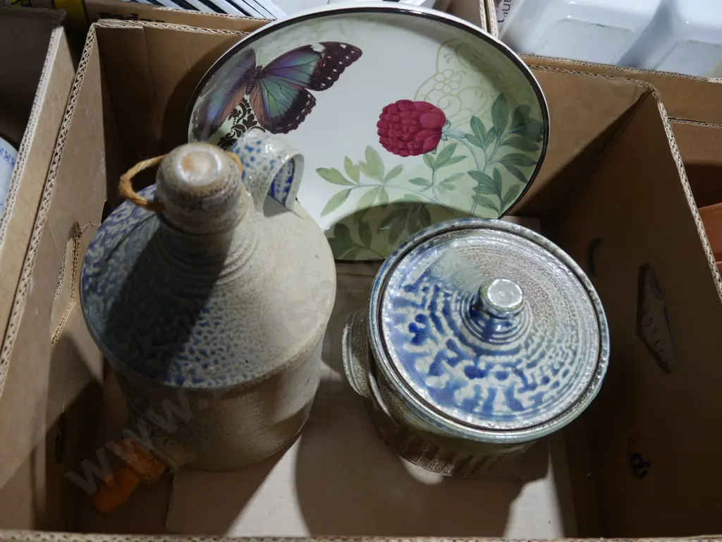 NZ pottery casserole dish, wine decanter etc Image 1++