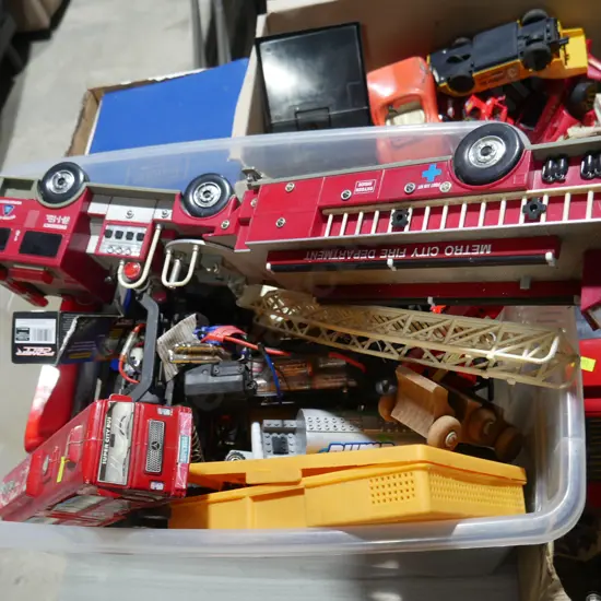 Container of toy vehicles