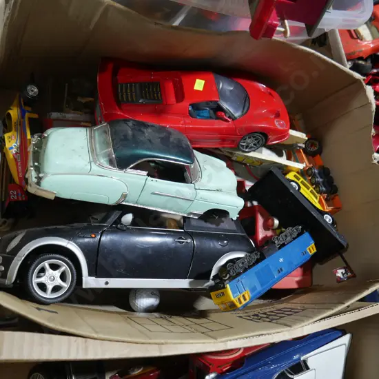 Box of toy vehicles
