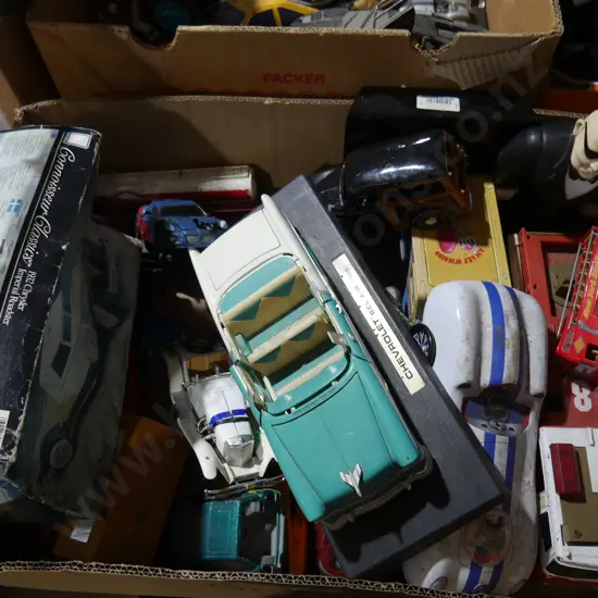 Box of toy vehicles