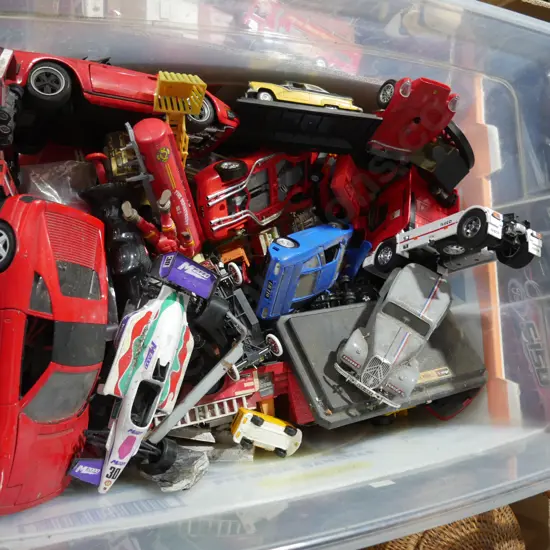 Container of toy vehicles