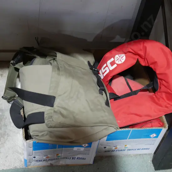 Waders, life jackets etc