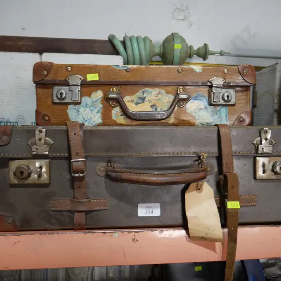 Leather suitcase etc