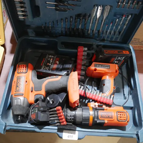 Cordless Black and Decker drill and driver set