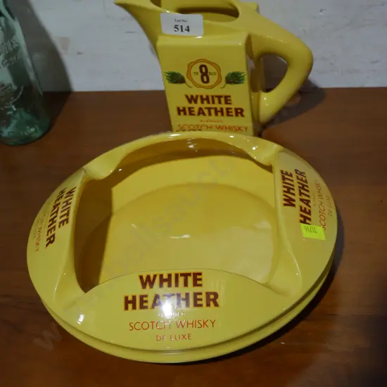 White Heather whiskey cigar tray and jug