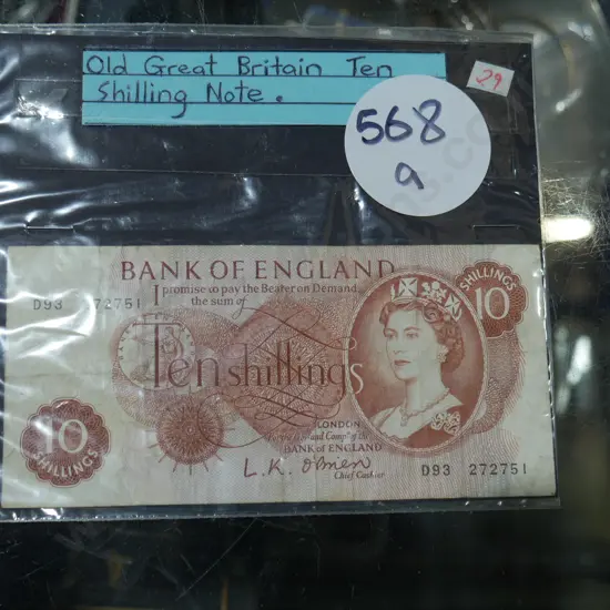 10 shilling British bank note