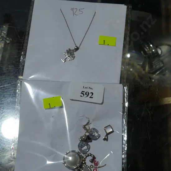 Silver necklace etc