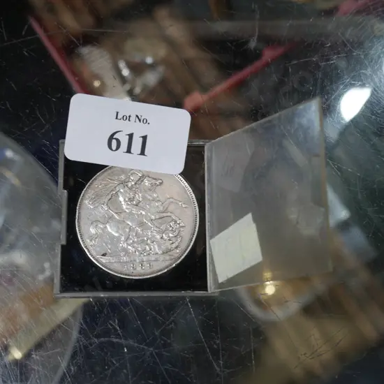 1889 silver British Crown coin