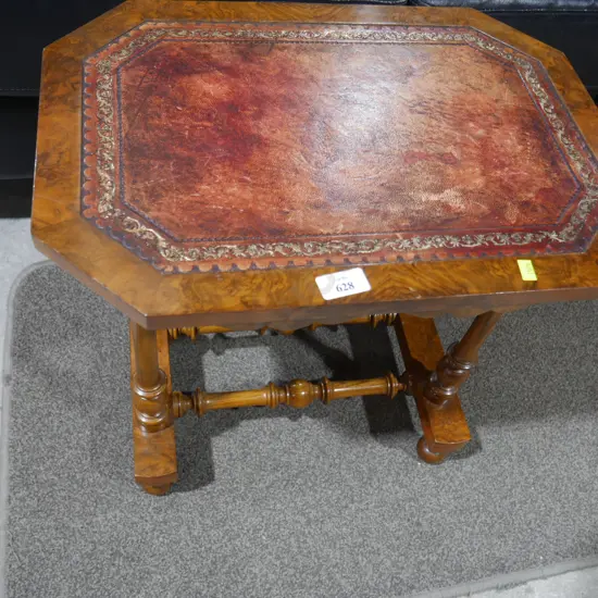 Walnut occasional table - leather top
