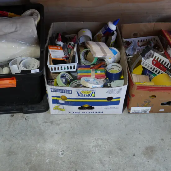 3 boxes painting, garage sundries