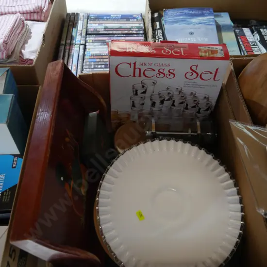 Chess set , wooden tray etc