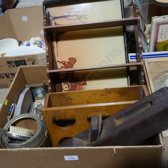 Small wooden shelf, wood plane etc