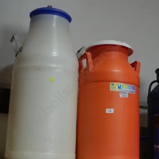2 plastic milk cans